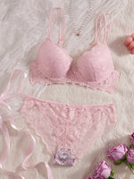 Single of Women's Underwear Set Sexy Lace Patchwork with Push Up Bra Romantic Sheer Women's Panties