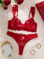 Fairy Lingerie Floral Valentine Charming Brief Panty Underwear Sexy Nighty Fancy Underwear Brief Set for Lady See Through Bra
