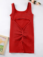 Women's Solid Colour Threaded Backless Yoga Suit U Neck Sleeveless Sports Jumpsuit Stretch Women Bodysuit Without Bust Pads