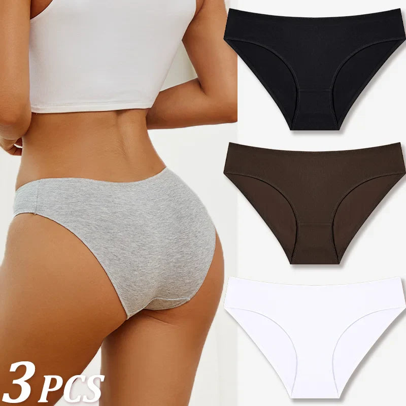 3Pcs Women Cotton Panties for Women Sexy S-XL Low Waist Briefs Female Breathable Underwear Girl Intimates Lingerie Solid Color
