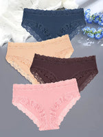 4Pcs Sexy Cotton Lace Panty Women Low Waist Panties Underwear S-XL Solid Color Ladies Briefs Lingere Underware Comfortable Women