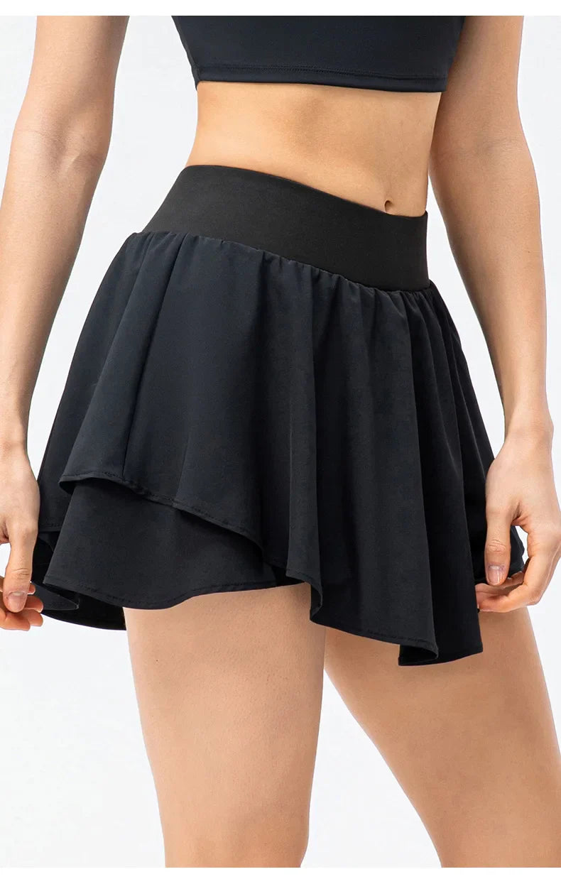 Summer Golf Skirt Women High Waist Running Outdoors Tennis Sport Skirt Pockets Fitness Gym Casual Shorts Athletic Workout Skirts