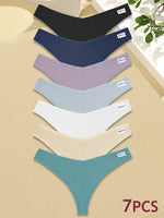 New 7Pcs Women Cotton Waffle Style G-string Panties Ladies Soft Thongs Female S-XL Low-Rise T-Back Panties Bikini Underwear 2024