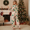 Christmas Pajama Set for Women Long Sleeve Lapel Mushroom Christmas Tree Print Shirt Pants Loose Two Pieces Sleepwear test