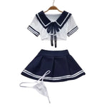 Cosplay Sexy Lingerie Set Women's 2 Piece Nightgown Student Uniform Set Short Top Crotchless Dresses Erotic Bra Nightdress