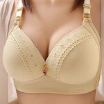 Gathered Side Collection Lifting Underwear Breasts Brassiere Large Size Bra Full Cup Underwear Brassiere No Steel RingBra