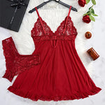 2025 Lace Sleeping Robe Nightgown Set Hot Erotic Pajamas With Summer Sleeveless Halter Dress Sexy Sleepwear For Plus Size Woman