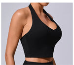 Hanging Neck Yoga Sports Bra Women Breathable Shock Proof Gym Workout Fitness Push Up Top Yoga Running Sportswear Vest Sexy Bra