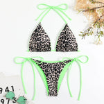 Sexy Micro Bikini 2025 Women Pink Leopard Print Neon Double Side Push Up Swimsuit Brazilian Beach Bathing Suit Thong Swimwear