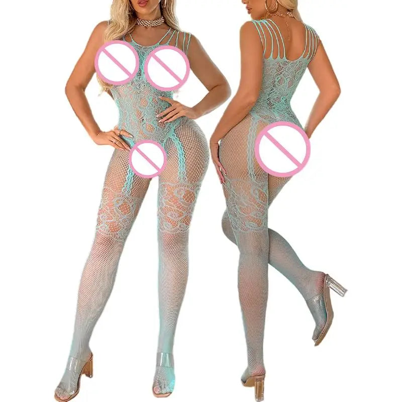 New Sexy Open Back Exposed Breast BodySuits Women Lingerie Transparent Erotic Crotchless Bodystockings Babydoll Hot Underwear
