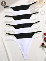 8Pcs/Set Seamless Thong Women Invisible Thin Strap Low Waist High Stretch Flexibility Panties Sexy Underwear Briefs T-back
