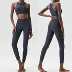 Yoga Set 2 Pieces Women's High Waisted Leggings Sports Vest Exercise Clothing Workout Outfits Fitness Sportswear Gym Tracksuit