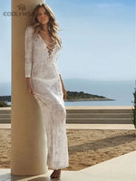 New Arrivals Sexy Beach Cover up Crochet Women Swimwear Rash Guard Beach Kaftan Wrap Dress Robe de Plage Saida de Praia #Q194