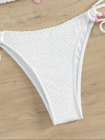 Sexy Pink Bikini 2024 Swimsuit Women White Pearl Strap Push Up Micro Swimwear Brazilian Bathing Suit Tie Side Thong Bikinis Sets