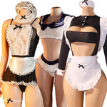 Sexy Nights Erotic Maid Costume Cosplay Women Uniform 18 Hot Exotic Outfit Sexy Lingerie Crotchless Bodysuit Desire Plays Suit