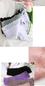5Pcs Women Cotton Brazilian Pants Sexy Lace Brazilian Briefs Low Waist Floral Solid Color G-string Breathable Soft Lingerie