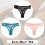 New 3Pcs Lace Thongs Women Floral G-string Underwear Trendy Letter T-Back Underpants Sexy Low Waist Bikini Panties Ladies Panty