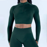 NCLAGEN Impact Crop Zippy Fitness Top Long Women Sleeve GYM Clothes Seamless Running Workout Quick Dry Pilates Sports Yoga Shirt