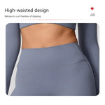 Hearuisavy Sports Set 2Pcs Women'sLong Sleeve Backless Fitted Fitness Top Push Up Pilates Yoga Top Wide Leg Straight Leg Pants