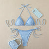 New Sexy Blue Striped String Bikinis Two Pieces Swimsuit Women Swimwear Halter Beach Wear Swim Bathing Suits Frill Bikini Set test