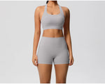 2PCS Yoga Set Women Gym Sports Suits Fitness Bra Crop Top Workout Clothes Female Athletic Wear Push Up Shorts Sportswear
