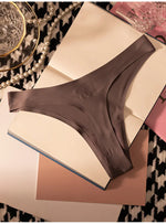 Ice Silk Leopard Women Panties Sexy G String Thong Seamless Underwear T Back Candy Color Girls Briefs Underpants Plus Size M-XXL