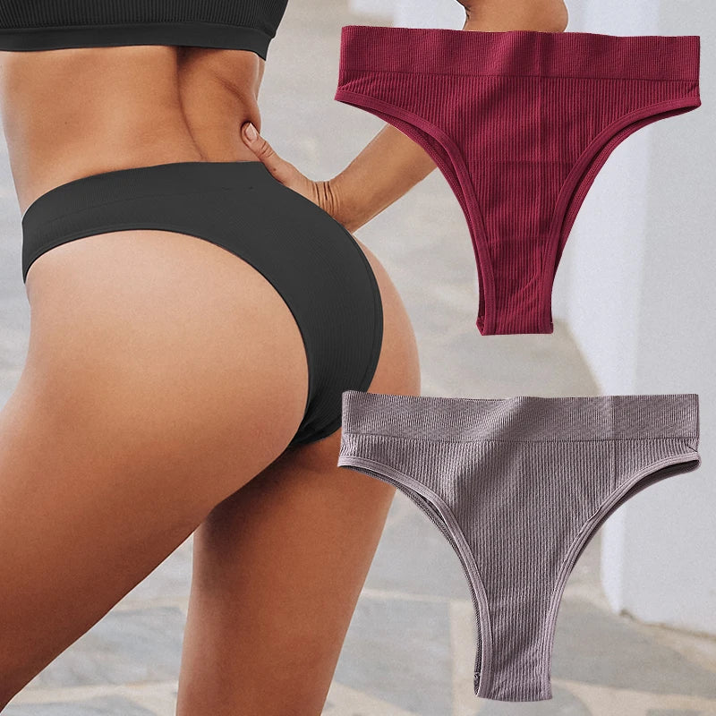 2PCS/Set Seamless Panties Women Sexy Low Waist Brazilian Pant Female Solid Color Breathable Underwear Lady Soft Intimat Lingerie