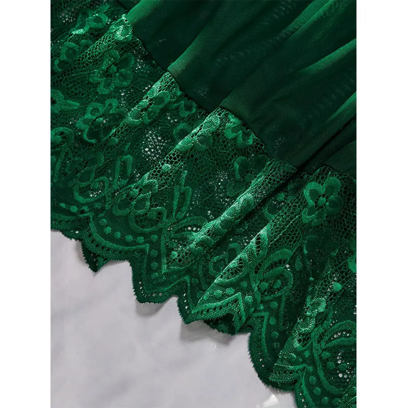 Summer Sleeping Skirt Sexy Lingerie Women See Through Sleepwear Thin Halter Nightdress And Thong Set Female Sexy Lace Nightgowns