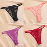 4PCS/Set Women's Underwear Lace Panties Floral Lingerie Woman Panties Sexy Thong G-String Female Pantys Perspective Intimates Ne