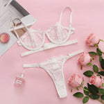 2 Pieces Sexy Lingerie Fancy Lace Erotic Set Transparent Underwear Fairy Embroidery Brief Sets Delicate BraPush Up Breves Kit