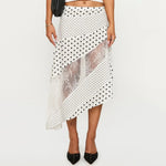New Irregular Women Lace Flowy Midi Skirt Vintage Low Waist Floral Print Long Skirt Lightweight Summer Sexy Club Party Skirt