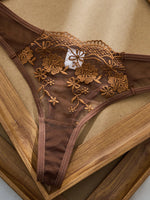 Lady Floral Embroidery Lingerie Set Women Sheer Bra and Brief Underwear Set Satin Sexy Intimates Underwear