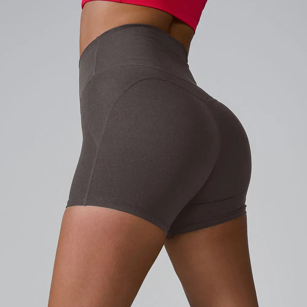 Summer High Waisted Yoga Shorts for Women Fashionable and Sexy Running Fitness Pants Solid Color Yoga Leggings Elastic Tights