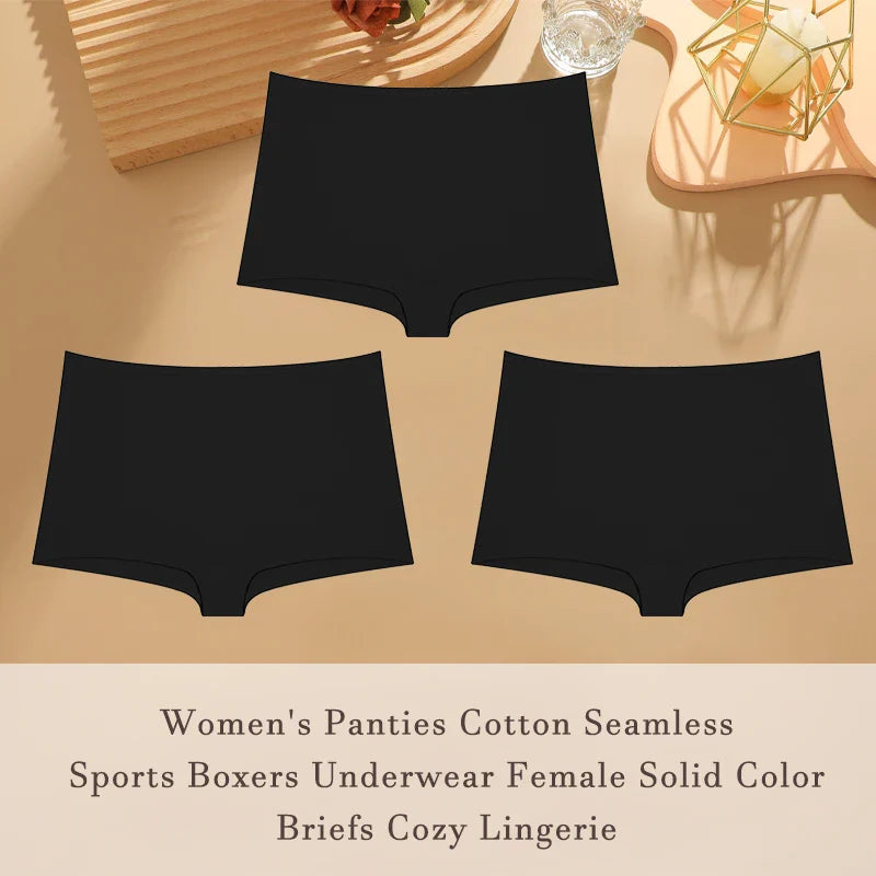 3PCS/SET Women Panties Cotton Seamless High waist Boxer shorts Female Solid Color Briefs Cozy Lingerie Intimate Underpants XS-XL