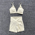 1/2PCS Women's Contour Crop Sport Bra Yoga Sets High Waist Scrunch Fitness Push-Up Gym Workout Shorts Running Active Suits XP187