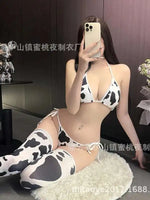 Cow Print Sexy Cosplay Costume Maid Swimsuit Anime Bikini For Beach Vacation Holiday Pool Party Charming Backless Deep V 7AXO