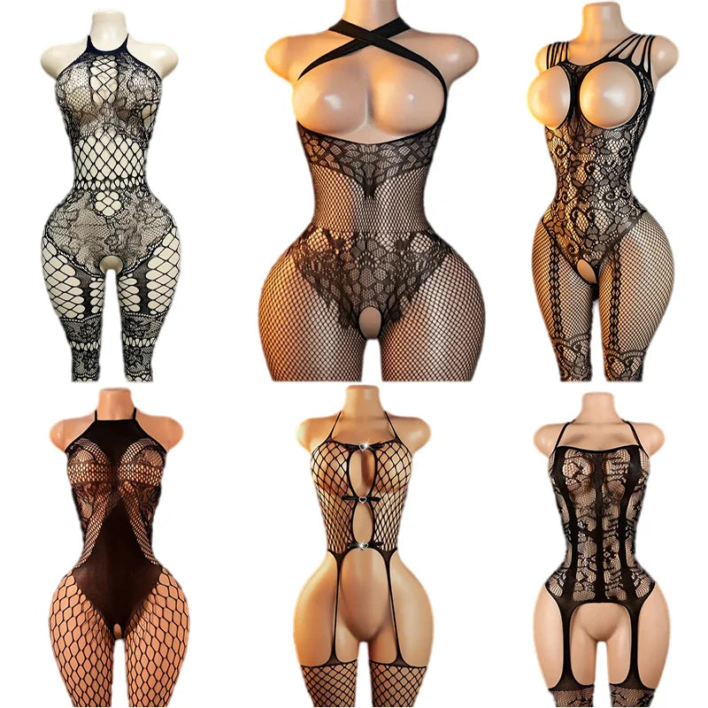 SeeThrough Fishnet Babydolls Erotic Crotchless Temptation Adult Sexy Lingerie Teddy Bodystockings Sex Bondage Bodysuit Pantyhose