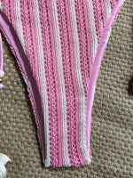 Sexy Pink Striped Micro Bikini Women 2026 Halter Push Up Bra Tie Side Thong Swimsuit Brazilian Beach Bathing Suit Swimwear