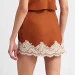 Women Lace Trim Skirt Satin Fashion Mini Skirt Low Rise Silk Y2K Short Skirt Elegant For Party Streetwear Vintage Chic Clothes