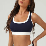Women Contrast Color Elastic Fitness Gym Training Yoga Padded Top Clothes Casual Outdoor Workout Sport Bra
