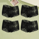 4Pcs Lace Sexy Lingerie Female Low-Waist Breathable Lingerie Hollow Out Comfortable Underpants Transparent Sexy Intimates S-XXL
