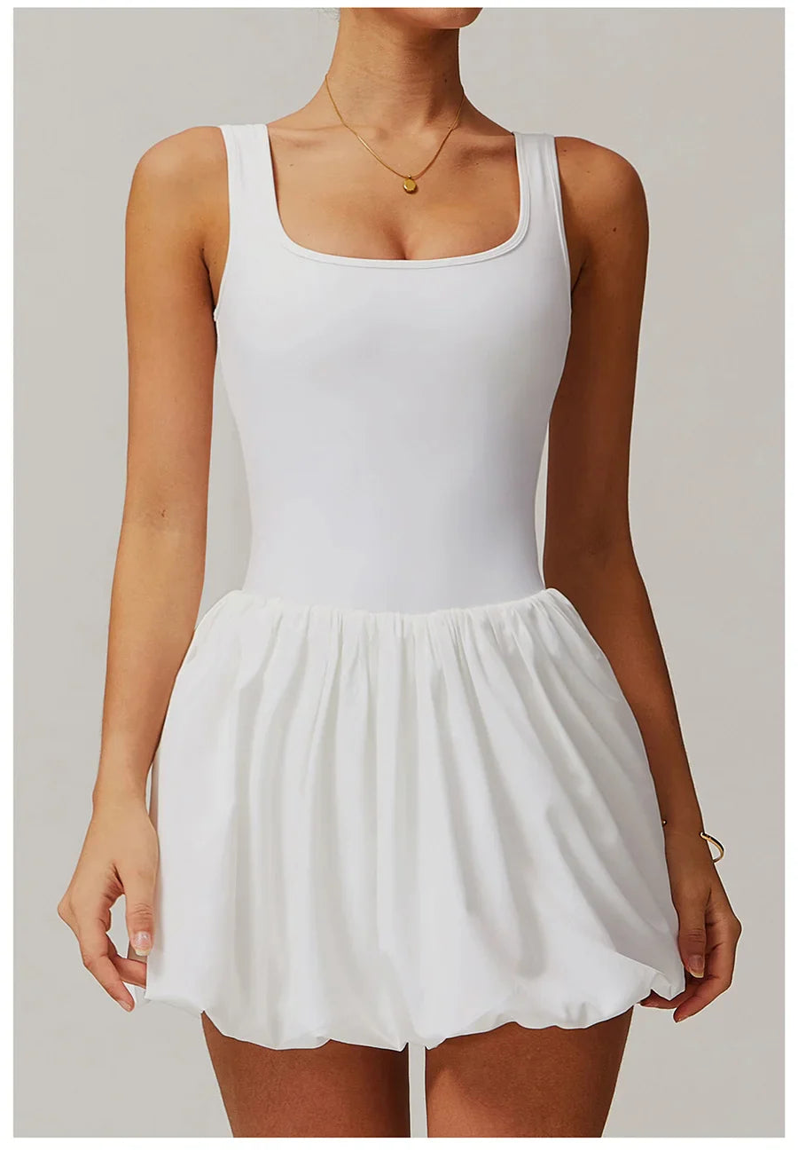 New Yoga Set Fake Two-piece Sports Dress Women's Anti Glare Yoga Jumpsuit Outdoor Running Fitness Tennis Skirt Workout Rompers