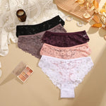 3Pcs Lace Sexy Transparent Panty Women's Panties Sexy Breathable Pink-Brown Series Underwear Female Low Waist Soild Lingerie