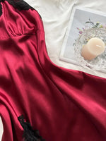 Sexy Pajamas Women's Lace Suspender Nightdress Silk Thin Dress Lingerie Women Nightgowns Sexy Solid Nightwear Summer Loungewear