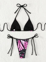 Sexy 4 Colors Printed Halter Padded Bikini Female Swimsuit Women Swimwear Two-pieces Bikini set Bather Bathing Suit Swim K4910