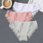 3Pcs/set Women's Cotton Panties M-2XL Women Patchwork Lace Underwear Sexy Low Waist Briefs Ladies Comfortable Underpants 2022