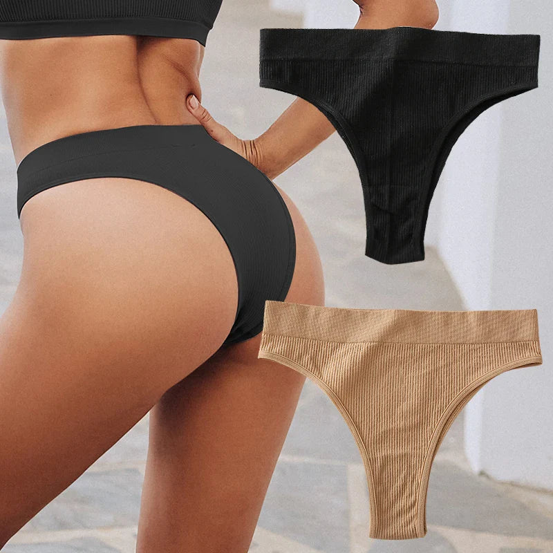 2PCS/Set Seamless Panties Women Sexy Low Waist Brazilian Pant Female Solid Color Breathable Underwear Lady Soft Intimat Lingerie