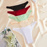 5pcs Ribbed Sexy Women Panties Low Waist Seamless Lady Briefs Breathable Comfortable Solid Underwear Underpants