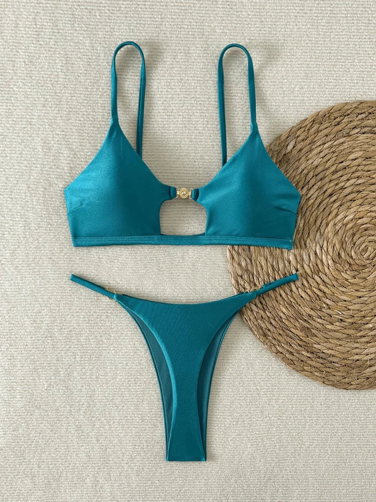 Sexy Thong Bikini 2026 Mujer Women Luxury Metal Ornament Hollow Out Push Up Micro Swimsuit Summer Bathing Suit Bathers Swimwear