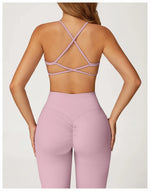 Summer U-Shaped Multi-Strap Cross Back Women Pilates Fitness Sports Bra Top Gym Yoga Athletic Tight Workout Jog With Chest Pad